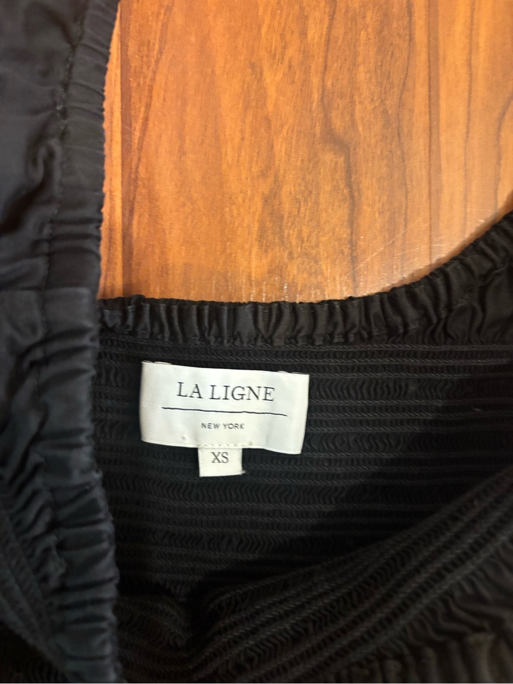 La Ligne Vivian Smocked Midi Dress Womens XS Black - Picture 3 of 4